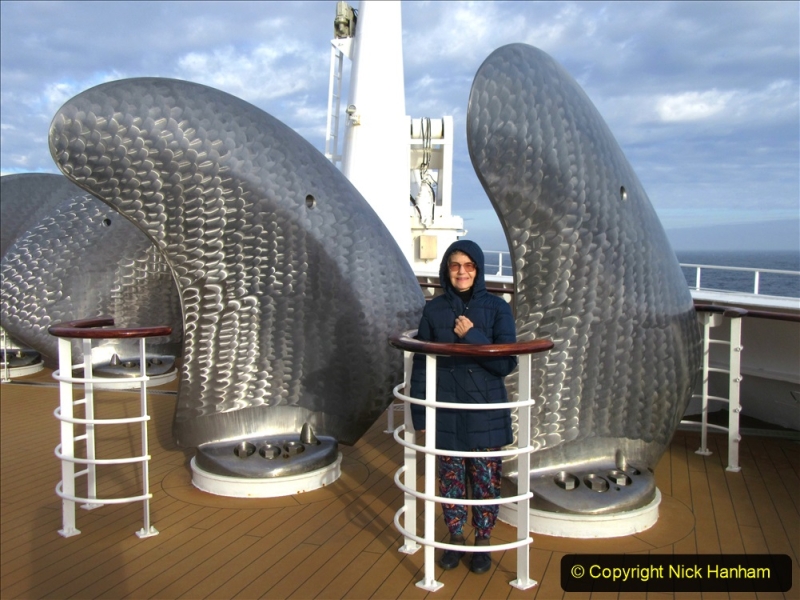 2019_11_03 to 17 Cunard's Queen Mary New York to Southampton @ first Literature Festival at Sea.  (62) Your Host & Wife on deck. 062