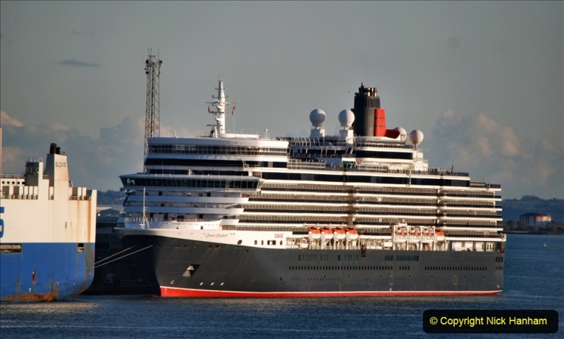 2019-11-03 to 17 Cunard's Queen Mary Southampton to New York. (129) Southampton. Cunard's Queen Elizabeth.129