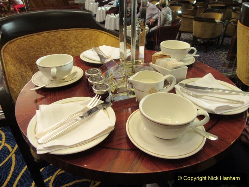 2019-11-03 to 17 Cunard's Queen Mary Southampton to New York. (194) The famous White Star Afternoon Tea. 191