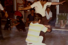 1980 Retrospective Corfu. (16) Out hotel waiters entertain us. 16