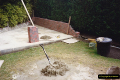 April 1990 Your Host alters the back garden. (16) Bricklaying. 16