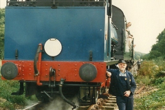1987-09-30 Your Host driving a special film unitb train. This was the first passenger train to Quarr Farm Crossing.  (20)0528