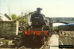 1989-04-28 Ivatt 46443 arrive at Swanage for the Summer Season.  (1)0625