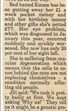 1989-11-05 Emma Pardy (aged 10) has a raer eys disease which is robbing her of her sight. The SR treated her to a VIP trip and also gave her a cake.  (3)0724